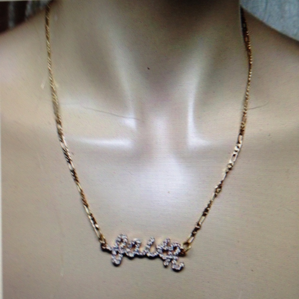 FAITH Rhinestone 20in Gold Filled Chain Necklace